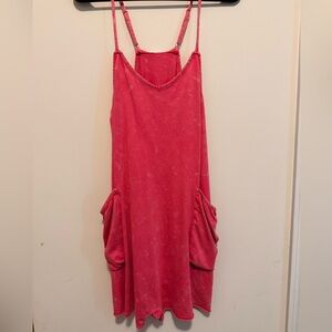 Red Sleeveless Dress with Pockets